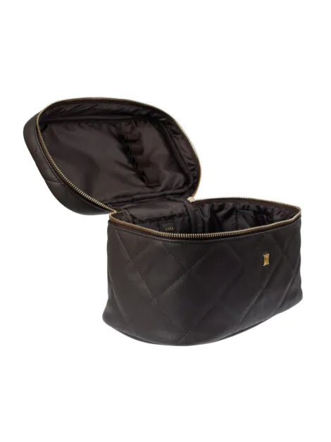 VEGAN LEATHER VANITY BAG LARGE CHOCOLATE BROWN