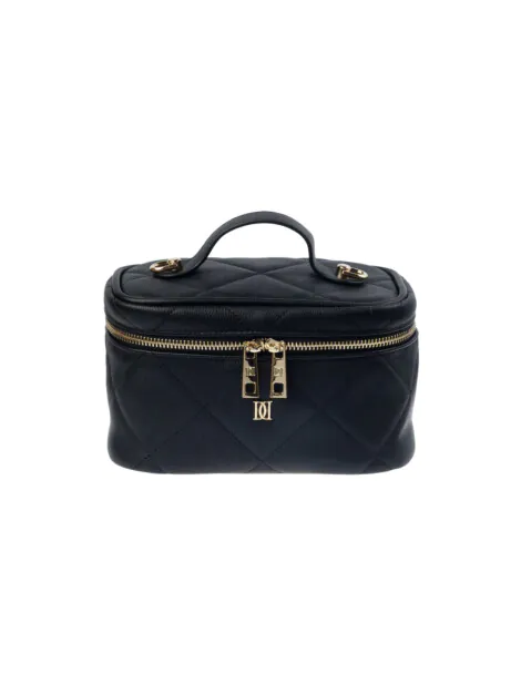 VEGAN LEATHER VANITY BAG SMALL BLACK