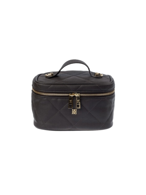 VEGAN LEATHER VANITY BAG SMALL CHOCOLATE BROWN