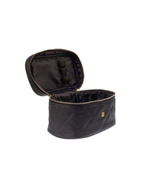 VEGAN LEATHER VANITY BAG SMALL CHOCOLATE BROWN