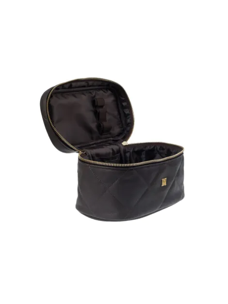 VEGAN LEATHER VANITY BAG SMALL CHOCOLATE BROWN
