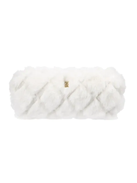 FAUX FUR QUILTED TOOL POUCH OFF WHITE