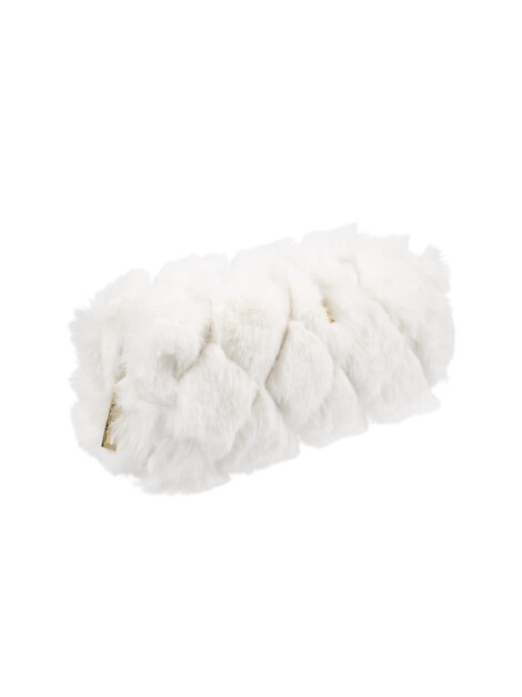 FAUX FUR QUILTED TOOL POUCH OFF WHITE