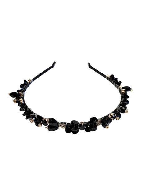 CRYSTAL HAIR BAND BLACK