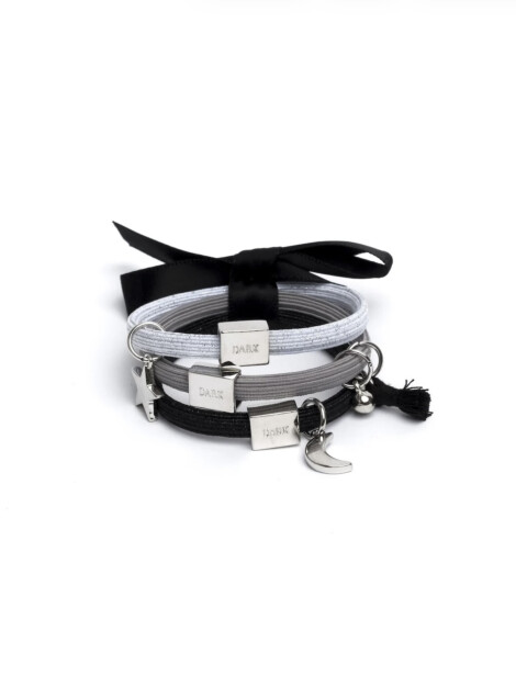HAIR TIES 3PK BLACK W/SILVER