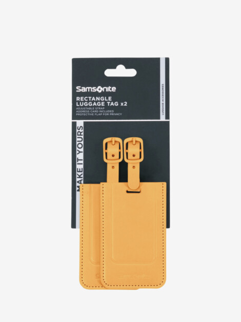 TA REVOLUTION RECTANGLE LUGGAGE TAG x2 YELLOW