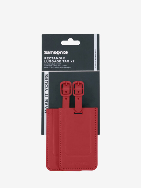 TA REVOLUTION RECTANGLE LUGGAGE TAG x2 RED
