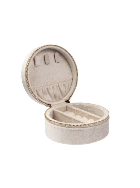 VELVET JEWELLERY BOX ROUND SAND