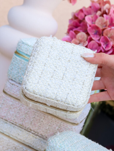 TWEED JEWELLERY BOX MINI VANILLA