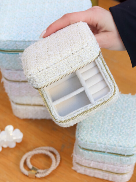 TWEED JEWELLERY BOX MINI VANILLA