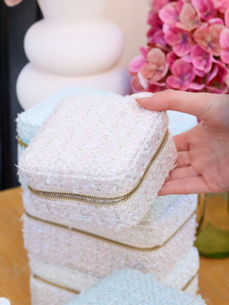 TWEED JEWELLERY BOX MINI PALE ROSE