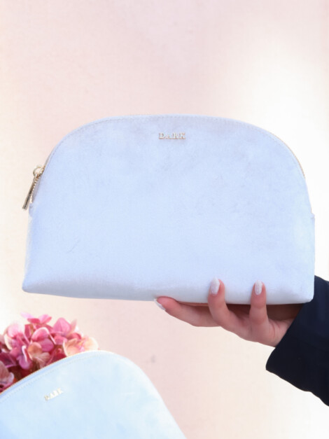 VELVET MAKE-UP POUCH LARGE SPARKLED COOL STEEL