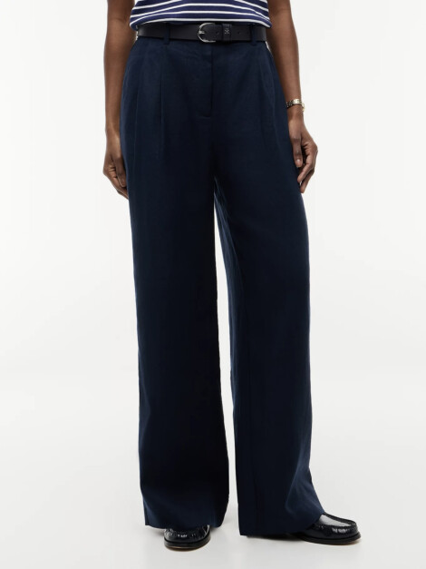 ESS LINEN TAILORED WIDE LEG NAVY