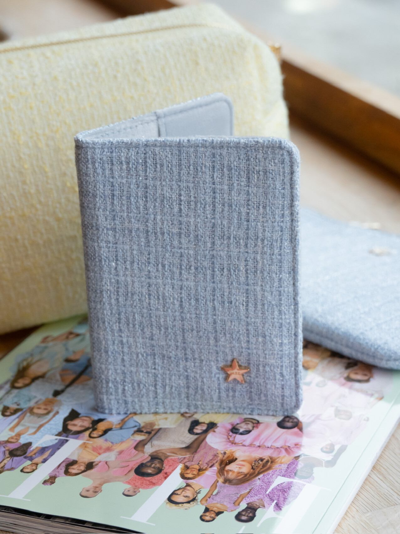 TWEED PASSPORT COVER COOL BLUE