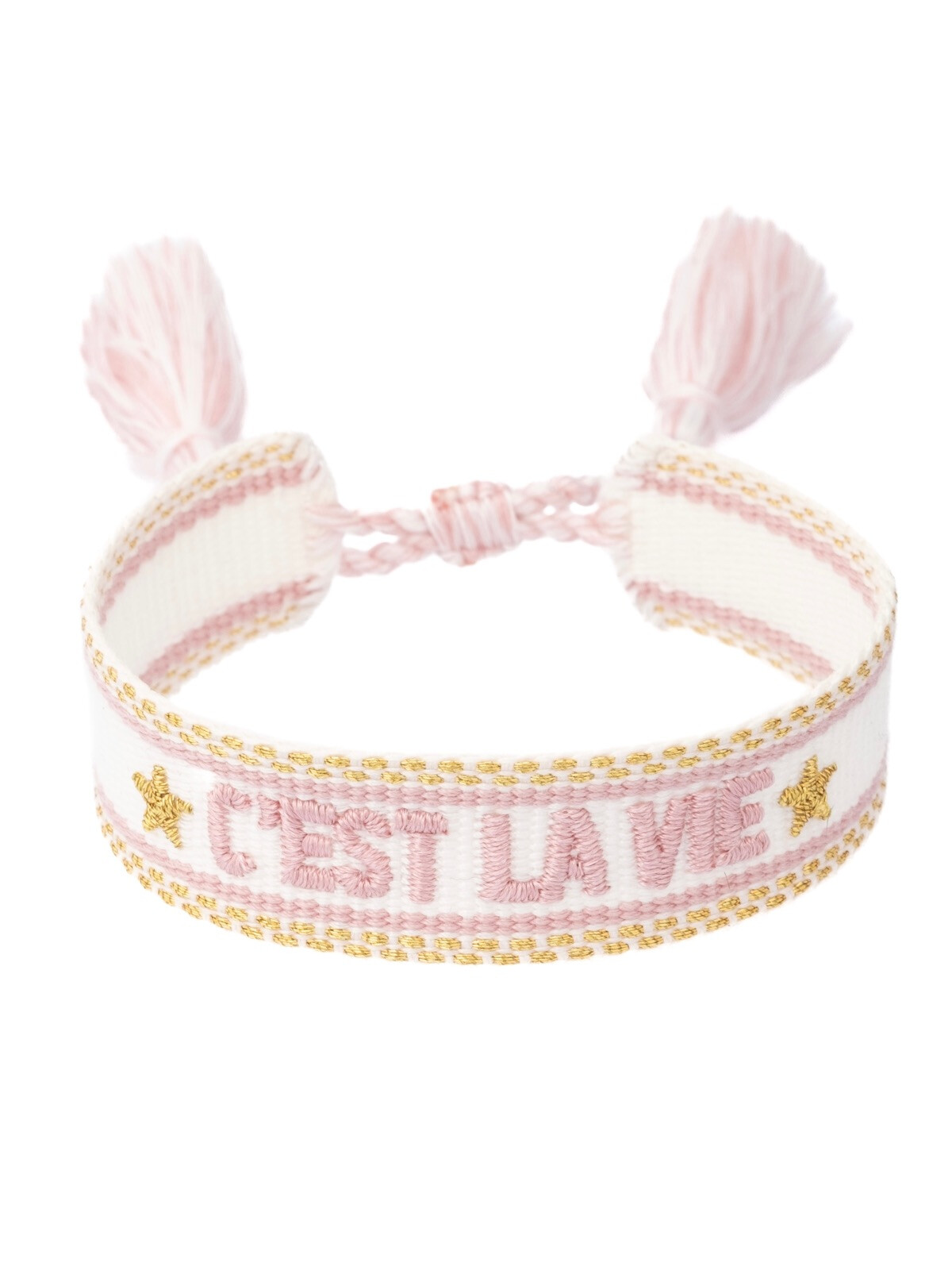 TØYARMBÅND C'EST LA VIE WHITE W/LIGHT ROSE & GOLD