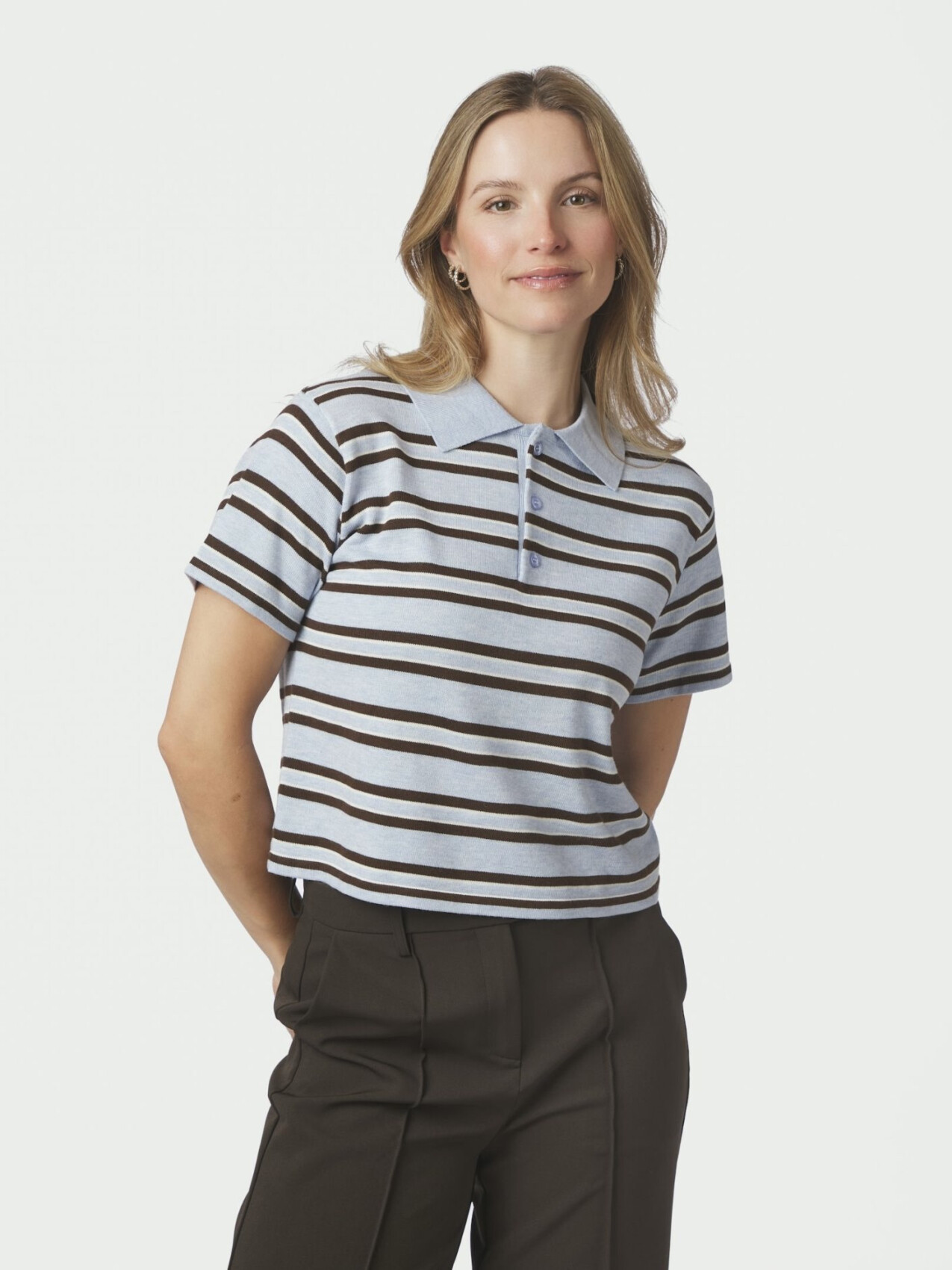 MULANN POLO KNIT BLOUSE LIGHT BLUE
