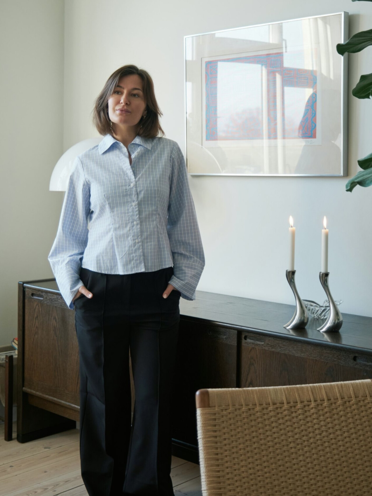 ROSA LIGHT CHECK SHIRT LIGHT BLUE
