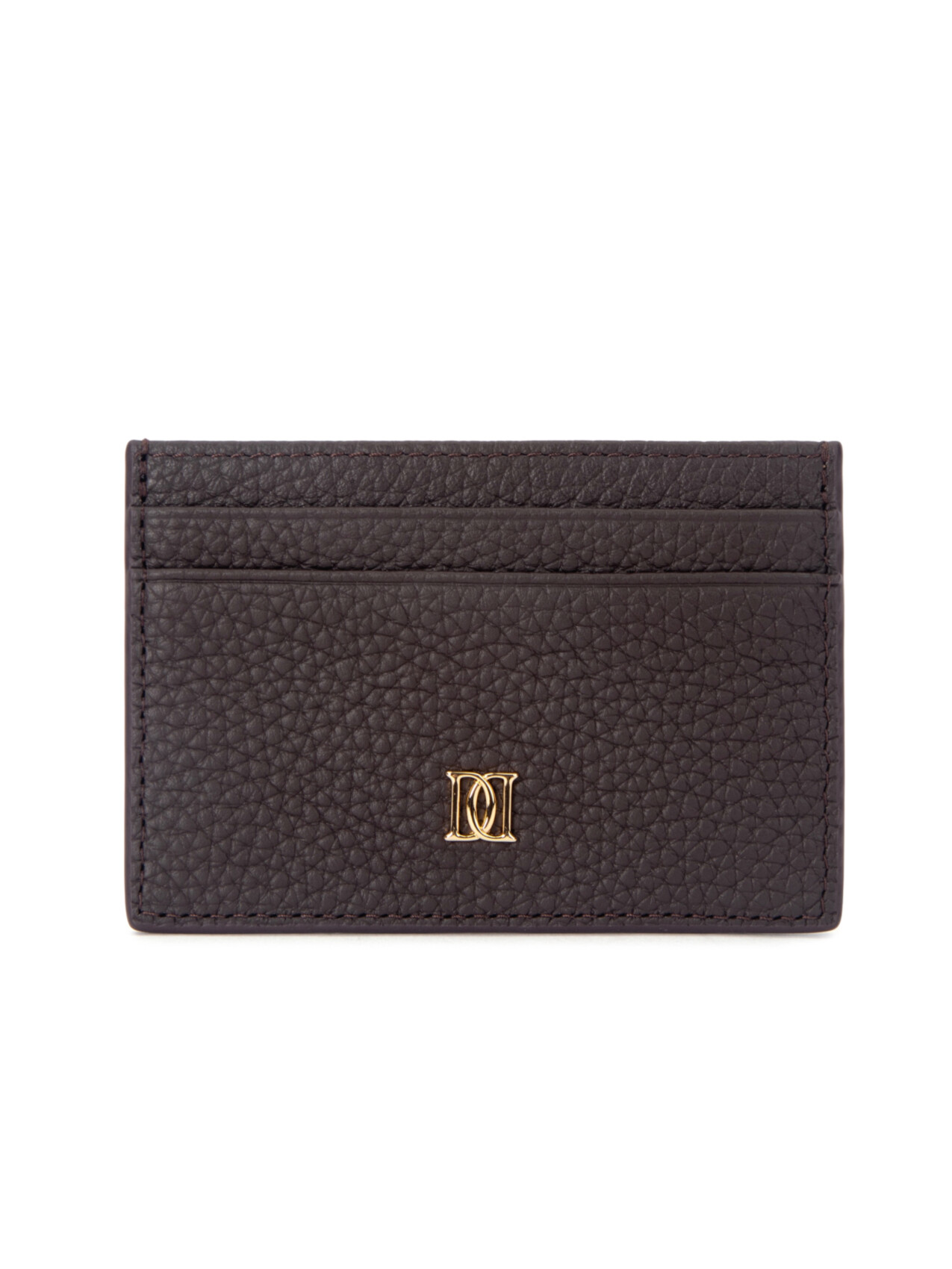 LEATHER CARD HOLDER GRAIN CHOCOLATE BROWN