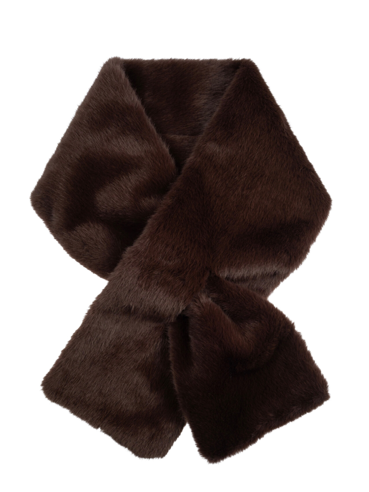 FAUX FUR MINK SCARF CHOCOLATE BROWN
