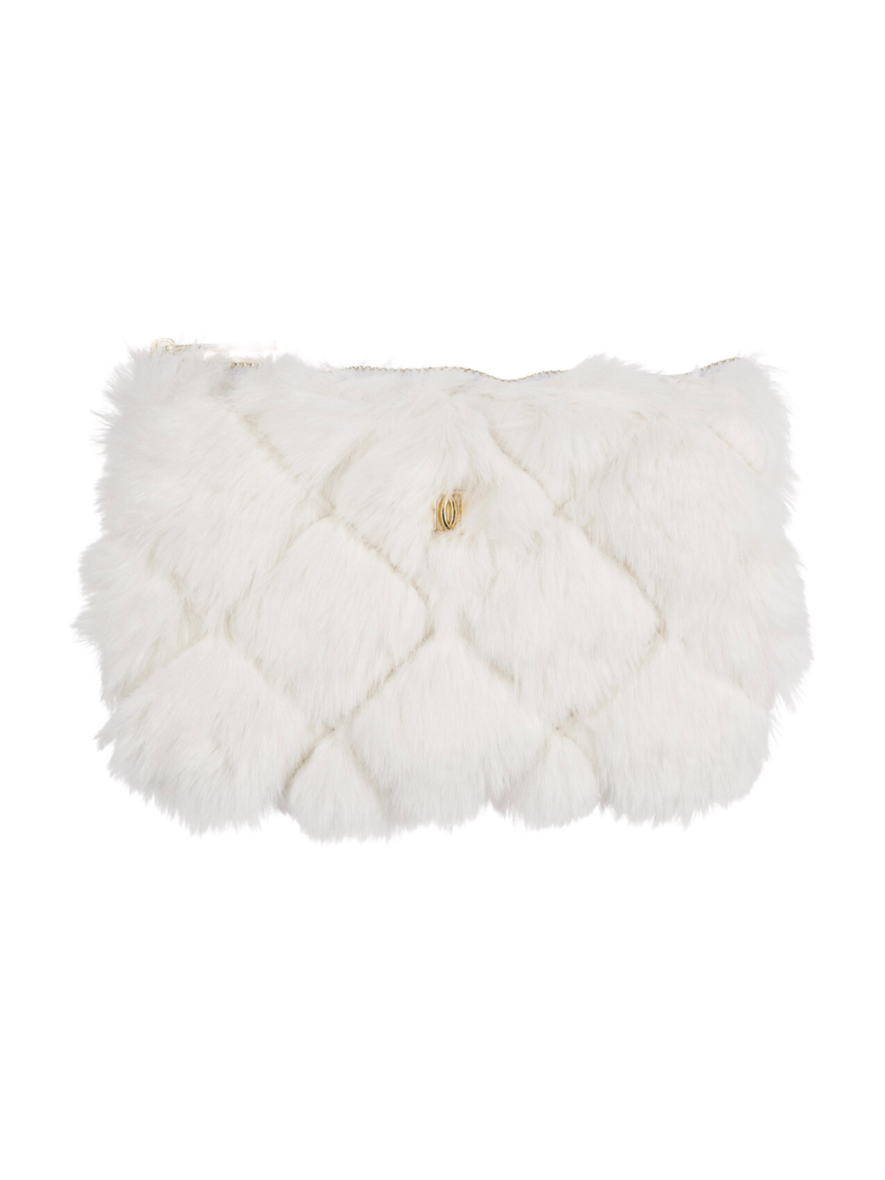 FAUX FUR QUILTED MIDI POUCH OFF WHITE
