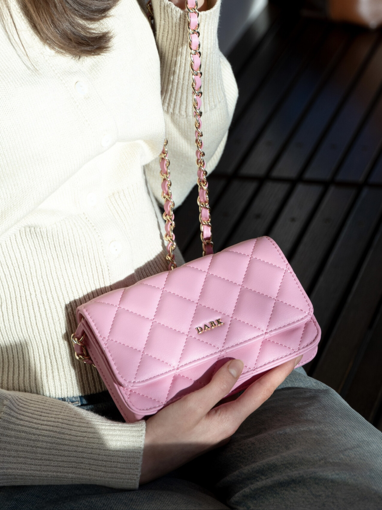 LEATHER QUILTED MINI BAG BUBBLEGUM PINK
