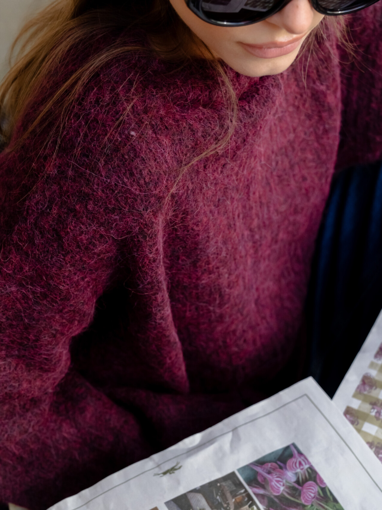 ALPACA BLEND MOCK NECK SWEATER BURGUNDY bag.no