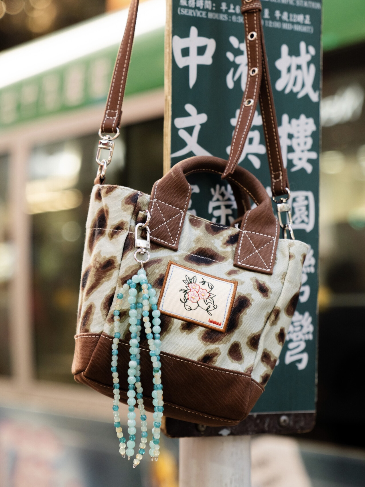 LEOLA CANVAS GABBY BAG AQUA GRAY