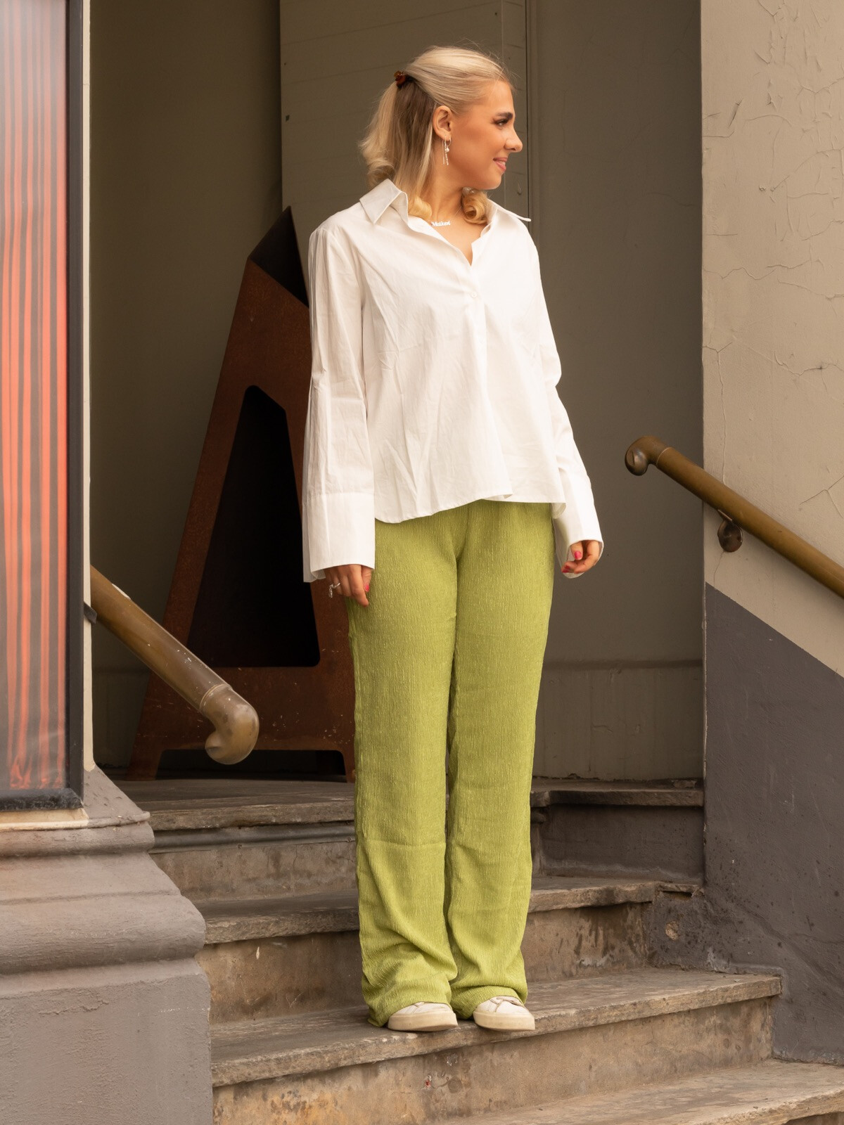 JONA PLISSE PANTS GREEN