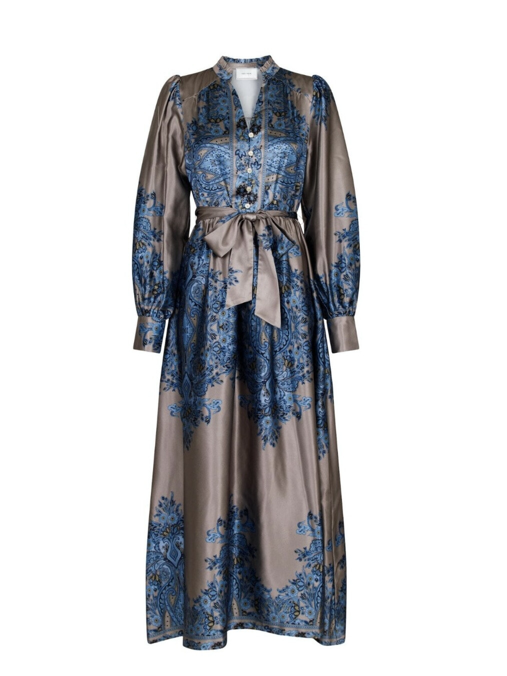 NOVA PAISLEY BORDER DRESS BLUE