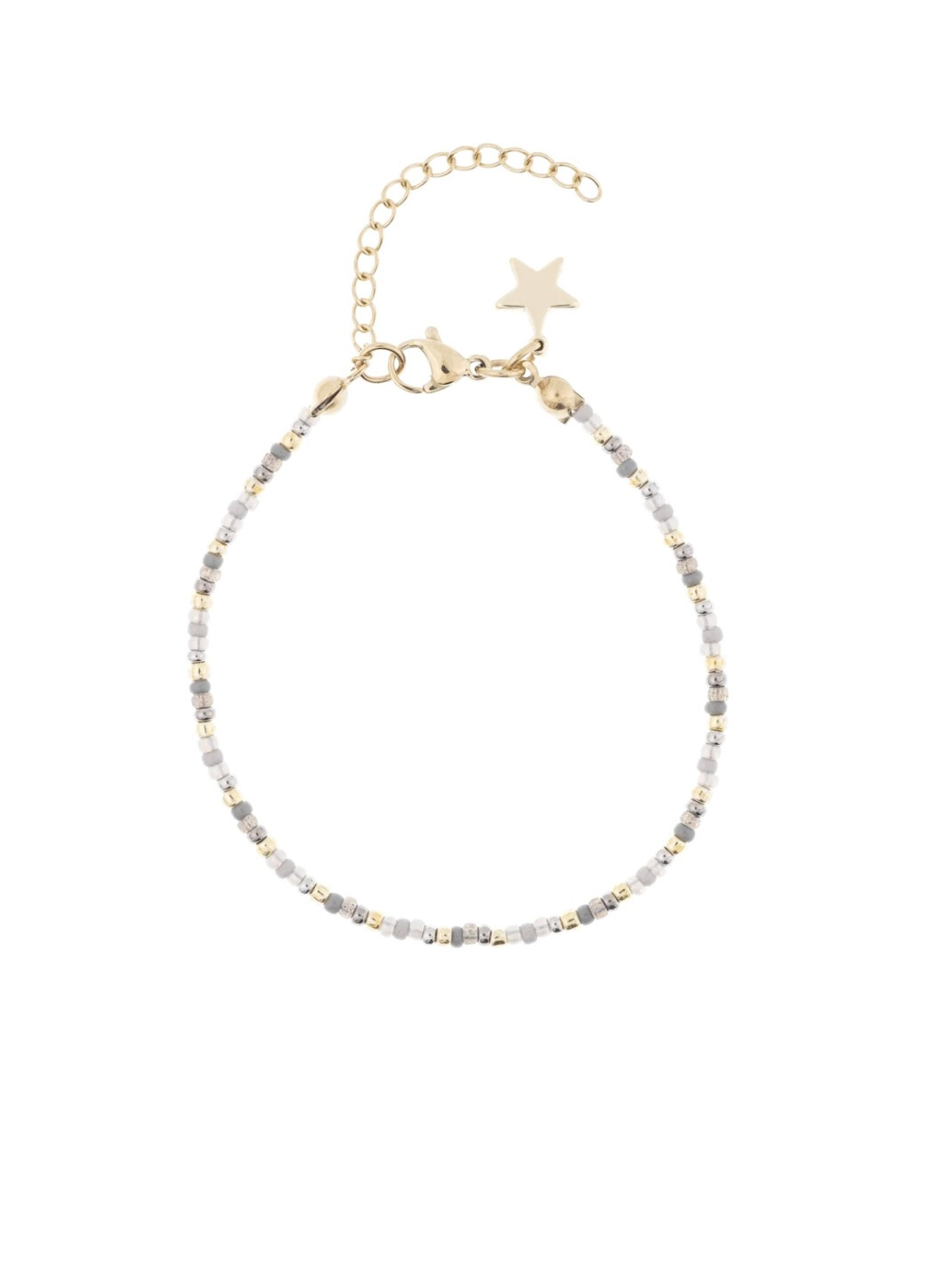 Glass Bead Bracelet Silver Grey Mix