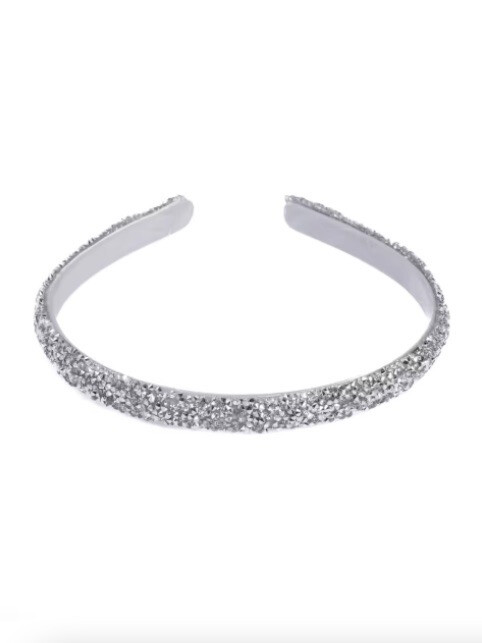 CRYSTAL HAIR BAND THIN SILVER