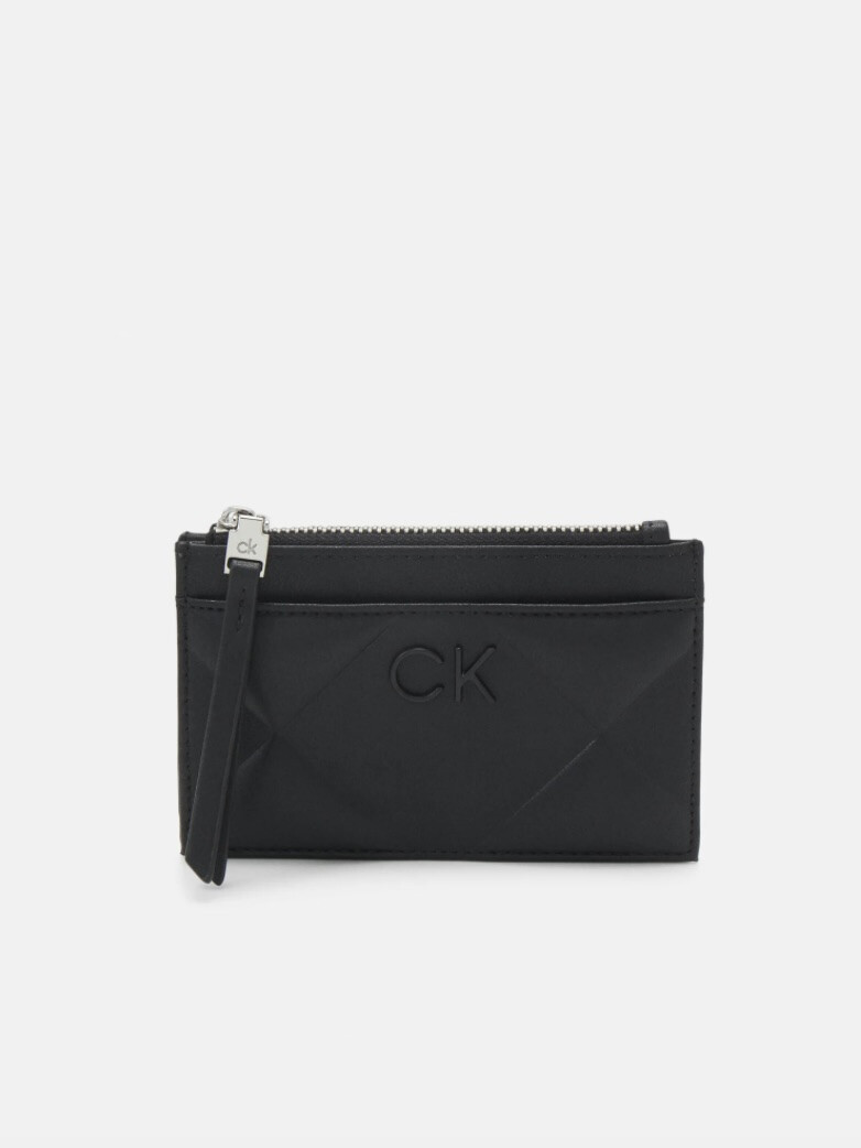 QUILT CARDHOLDER WITH ZIP BLACK