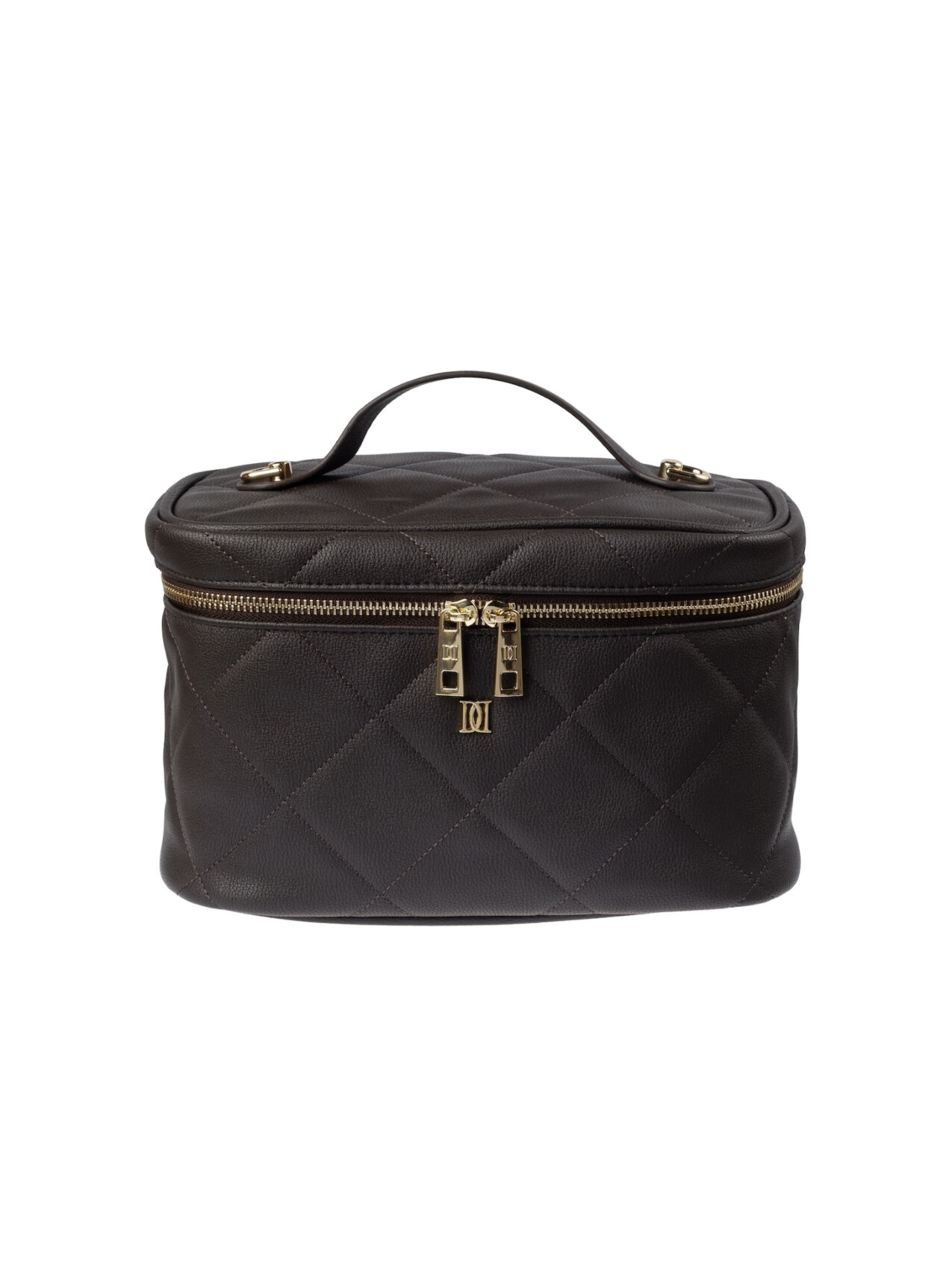VEGAN LEATHER VANITY BAG LARGE CHOCOLATE BROWN