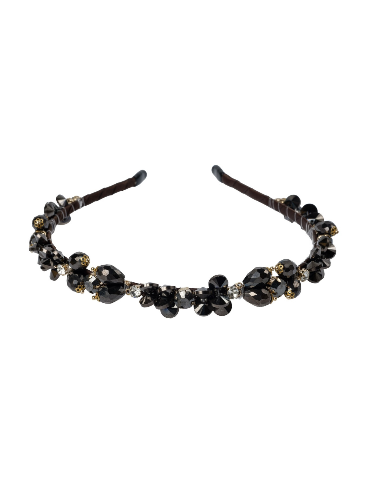 CRYSTAL HAIR BAND CHOCOLATE BROWN