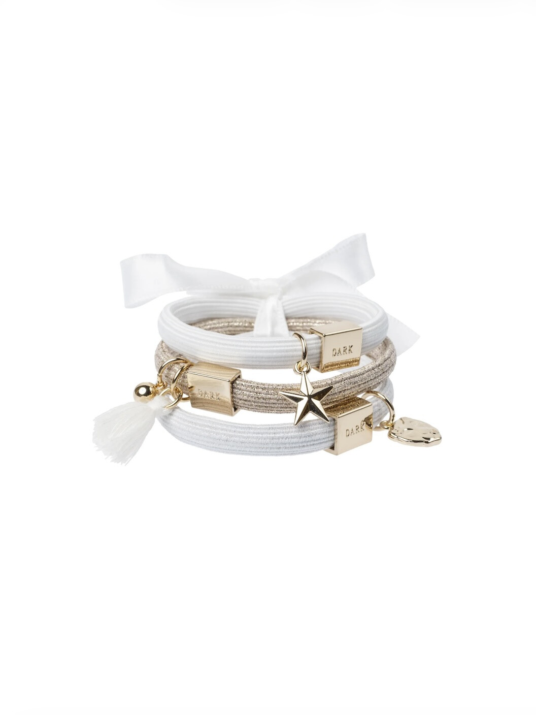HAIR TIES 3PK OFF WHITES W/GOLD
