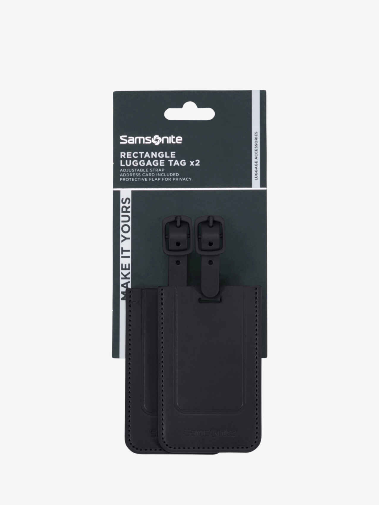 TA REVOLUTION RECTANGLE LUGGAGE TAG x2 BLACK