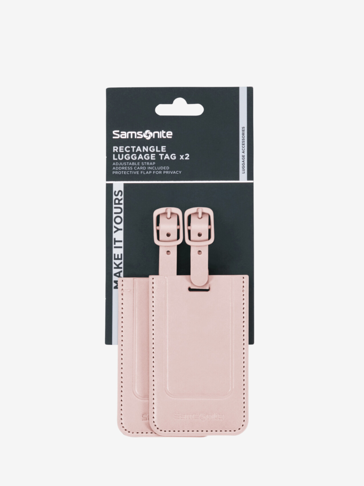 TA REVOLUTION RECTANGLE LUGGAGE TAG x2 ROSE