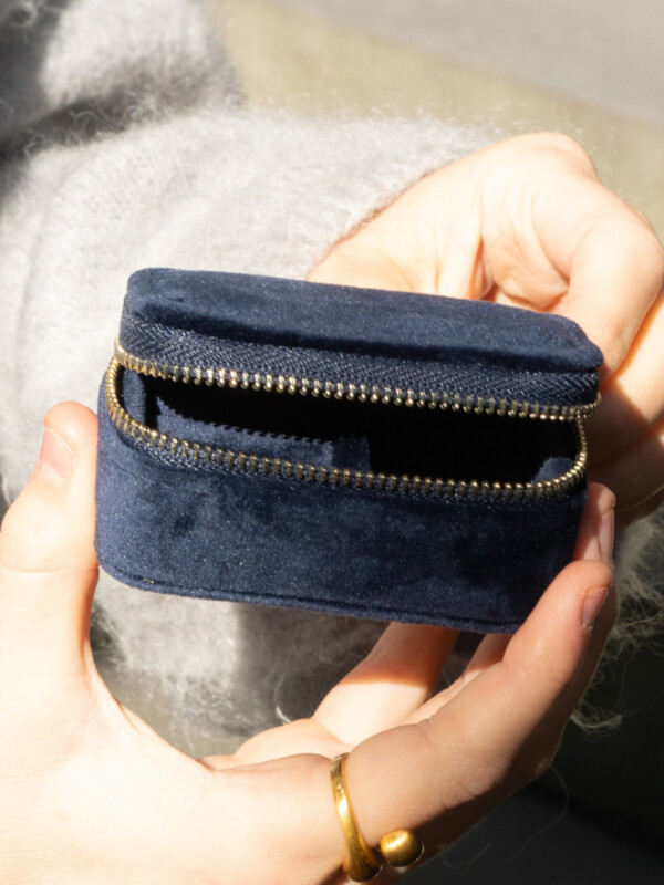 VELVET JEWELLERY BOX MICRO NAVY BLUE