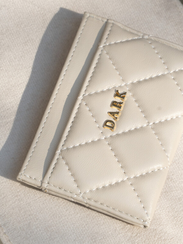 LEATHER QUILTED CARDHOLDER SAND