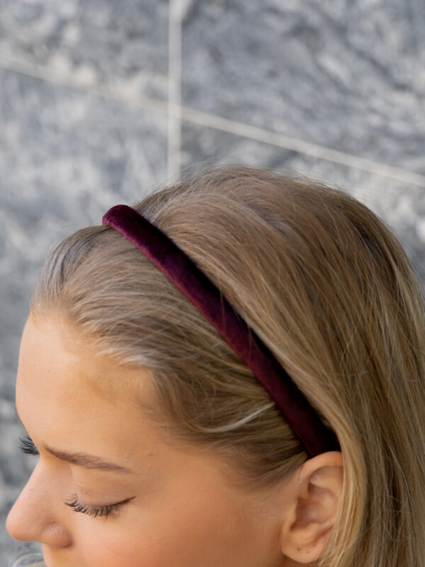 VELVET HAIR BAND THIN MAROON