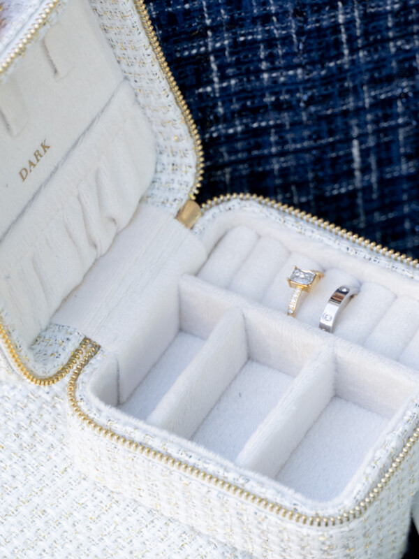 TWEED JEWELLERY BOX MINI OFF WHITE W/GOLD