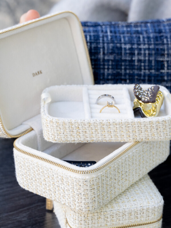 TWEED JEWELLERY BOX OFF WHITE W/GOLD