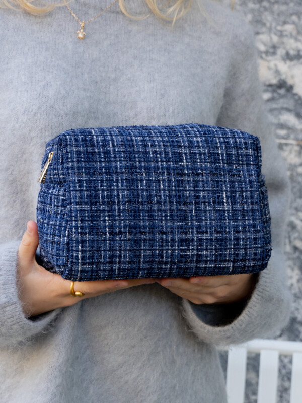 TWEED MAKE-UP POUCH LARGE NAVY BLUE