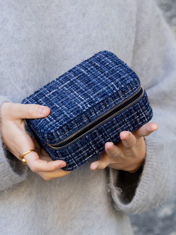 TWEED JEWELLERY BOX NAVY BLUE