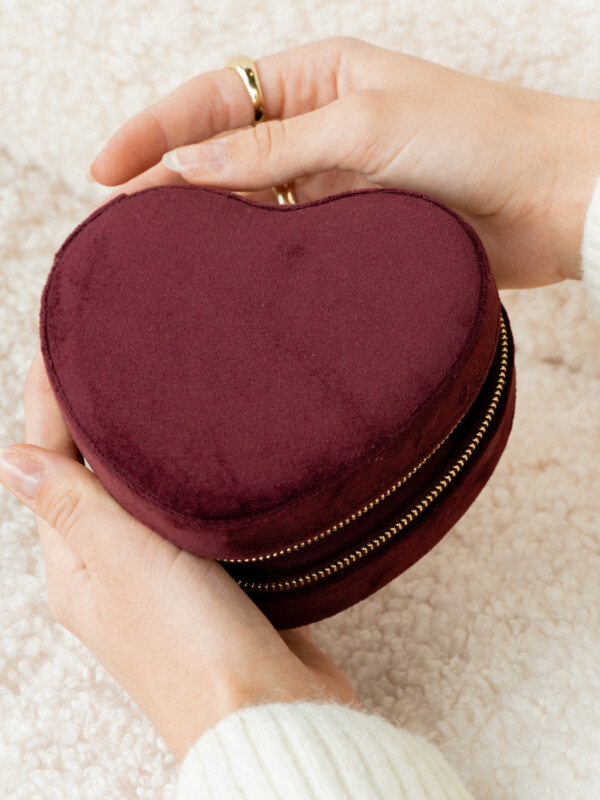 VELVET HEART JEWELLERY BOX MAROON