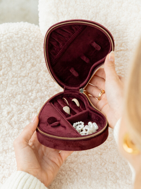 VELVET HEART JEWELLERY BOX MAROON