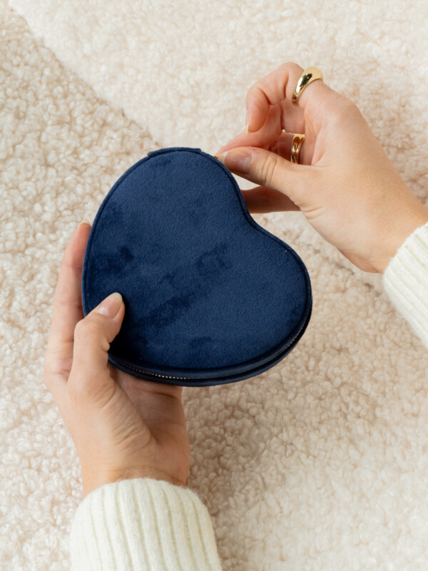 VELVET HEART JEWELLERY BOX NAVY BLUE