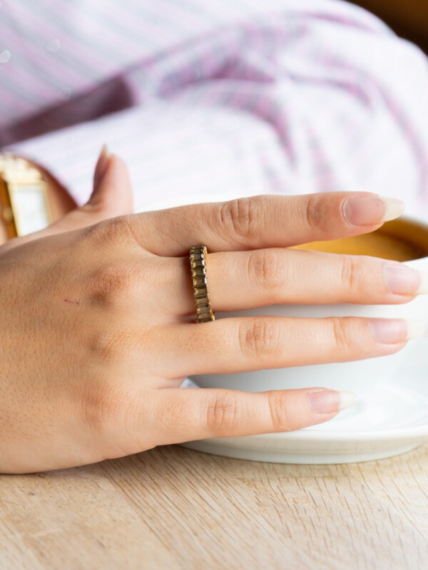 Baguette Crystal Ring grey