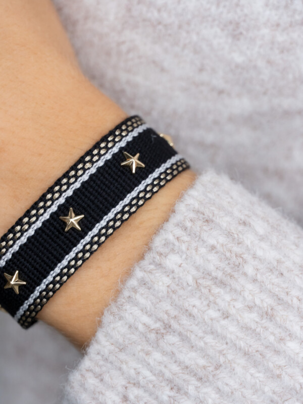 TØYARMBÅND STAR STUD BLACK W/GOLD