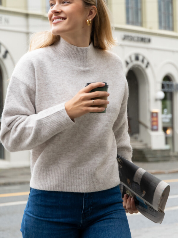 PAULINA KNIT BLOUSE BEIGE MELANGE